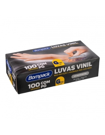 LUVA SILICONE (VINIL) GRANDE - COM TALCO (BOMPACK)