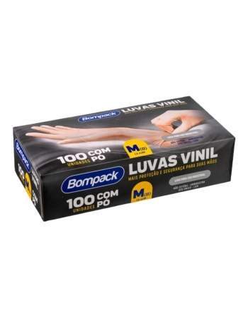 LUVA SILICONE (VINIL) MEDIA - COM TALCO (BOMPACK)