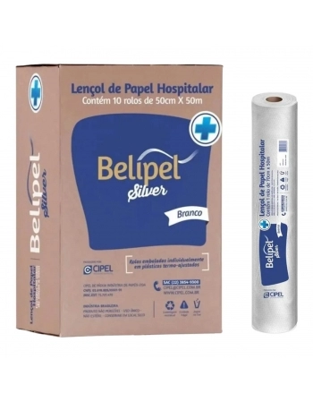 Lençol de Papel Hospitalar 50x50 - BELIBEL SILVER