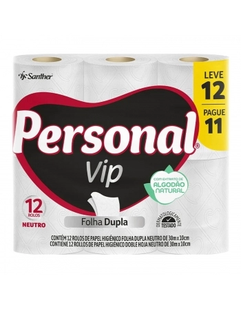 PAPEL HIG. PERSONAL VIP F.DUPLA NEUTRO C/12 ROLOS